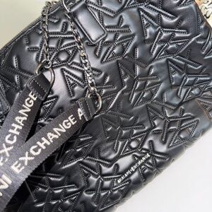 Armani Exchange Black Embossed Shoulder Bag